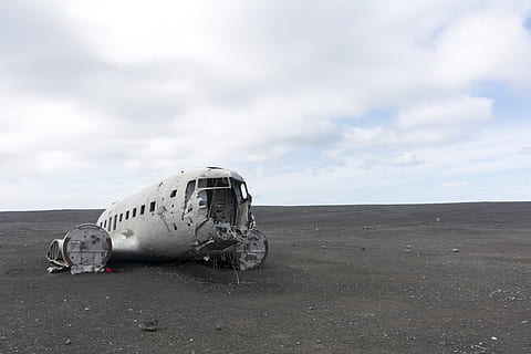 plane, wreckage, wreck, airplane, broken, abandoned, old, air vehicle, mode of transportation, transportation, land, cloud - sky, sky, environment, crash, day, accidents and disasters, damaged, travel, nature, landscape, horizon over land, no people, outdoors, climate, ruined, aerospace industry, 5K, CC0, public domain, royalty free