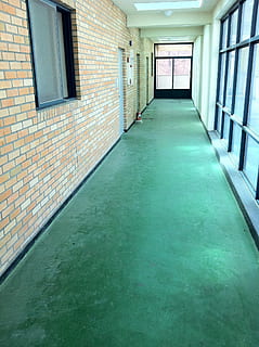 corridor, wall, window, building, architecture, built structure, empty, no people, indoors, brick wall, wall - building feature, day, absence, brick, education, flooring, entrance, door, blue, arcade, swimming pool, 2K, CC0, public domain, royalty free