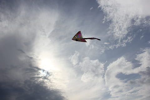 Drage, himmel, skyer, vind, flying, sky - himmel, i lufta, lav vinkel visning, natur, dag, utendørs, ingen folk, bevegelse, fugl, dyr, spre vinger, transport, skjønnhet i naturen, luftfartøy, dyre temaer, virveldyr, dyr i naturen, dyreliv, 5K, CC0, offentlig domene, opphavsrett gratis