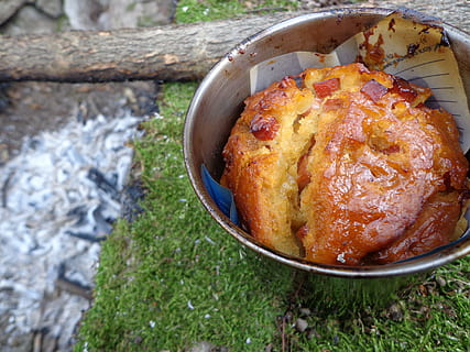 bannock, campament, pa, menjar, menjar i beguda, carn, frescor, llest per menjar, dia, cap gent, bol, primer pla, vista d’angle alt, natura morta, naturalesa, centrar-se en primer pla, taula, planta, herba, pollastre, directament a sobre, benestar, a l'aire lliure, temptació, 4K, CC0, domini públic, lliure de regalies