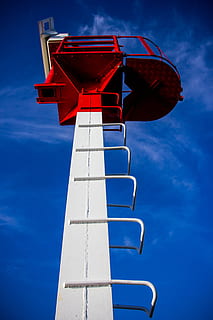 Himmel, Turm, Blau, Flachwinkelansicht, Natur, Tag, keine Leute, wolke - himmel, rot, Sicherheit, Metall, Schutz, draußen, Sonnenlicht, gebaute Struktur, Windkraftanlage, die Architektur, große Höhe, Richtung, Leiter, 5K, CC0, gemeinfrei, lizenzfrei