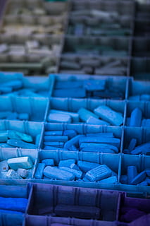 assorted tablet lot, blue, cobblestone, walkway, sidewalk, pavement, path, furniture, home decor, cushion, chalk, color, large group of objects, abundance, repetition, in a row, focus on foreground, container, no people, arrangement, seat, plastic, chair, order, retail, side by side, business, indoors, full frame, stack, day, tray, 5K, CC0, public domain, royalty free