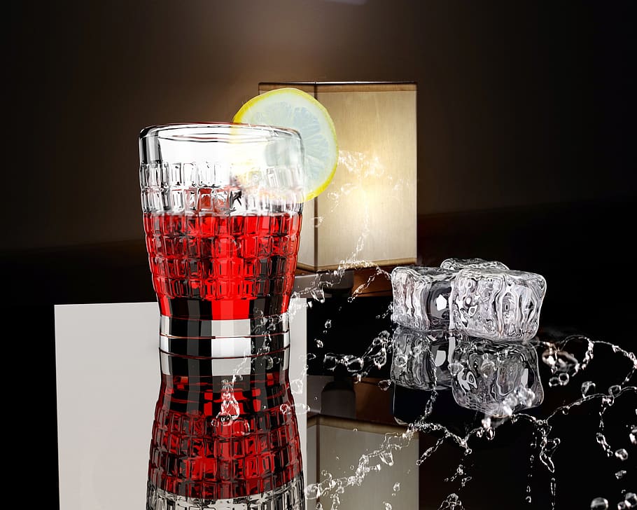 Getränk, Eis, kalt, Erfrischung, cool, Hintergrund, Flüssigkeit, frisch, Erfrischungsgetränk, Eiswürfel, Zitrone, kaltes Getränk, profitieren von, Aktualisierung, Feier, Alkohol, Essen und Trinken, Glas, Trinkglas, Haushaltsausstattung, drinnen, transparent, Nahansicht, Stillleben, Frische, keine Leute, Glas - Material, rot, Tabelle, schwarzer Hintergrund, Studioaufnahme, Wasser, Bartheke, Kristallglaswaren, mit Kohlensäure, 1080P