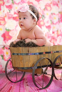 apprendimento, alegre, terzo, bambino, una persona, prima infanzia, giovane, infanzia, persone reali, colore rosa, carina, lunghezza intera, innocenza, guardando lontano, in casa, bambino piccolo, A petto nudo, analizzare, cercare, guardare, cestino, 5K, CC0, dominio pubblico, privo di copyright