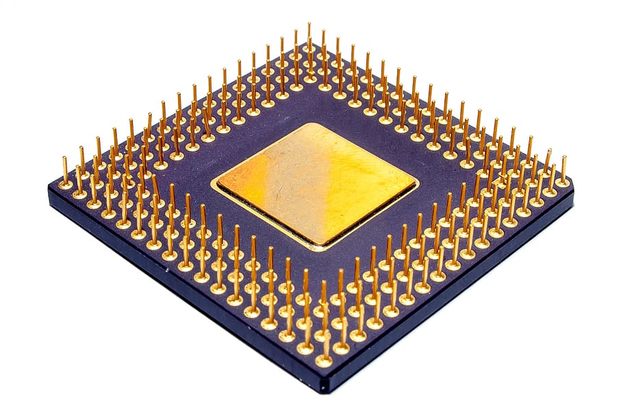 processador, CPU, centre de control, component, elèctricament, tecnologia, pins, electrònica, Enginyeria Elèctrica, tallar, fons blanc, tir de l'estudi, forma, forma geomètrica, primer pla, disseny, cap gent, a l'interior, natura morta, còpia espai, groc, color daurat, sol objecte, blau, xip d’ordinador, equipament, comunicació, resum, patró, 2K