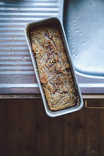 rectangular gray tray, food, plant, foodanddrink, baking, tasty, bananacake, dessert, food photograpy, produce, bread, meal, meat loaf, lunch, pizza, confectionery, sweets, bean, lentil, vegetable, grain, close-up, food and drink, indoors, still life, no people, directly above, high angle view, table, appliance, toasted bread, toaster, freshness, metal, day, ready-to-eat, tray, container, snack, breakfast, silver colored, 5K, CC0, public domain, royalty free