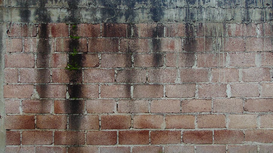 Wand, Stein, Backstein, Zement, Muster, Texturen, Moos, nass, Wasser, Ziegelwand, Wandbau - Funktion, gebaute Struktur, texturiert, Hintergründe, Vollbild, die Architektur, keine Leute, Tag, alt, braun, Nahansicht, Gebäudehülle, draußen, verwittert, Rau, Wiederholung, Beton, 5K