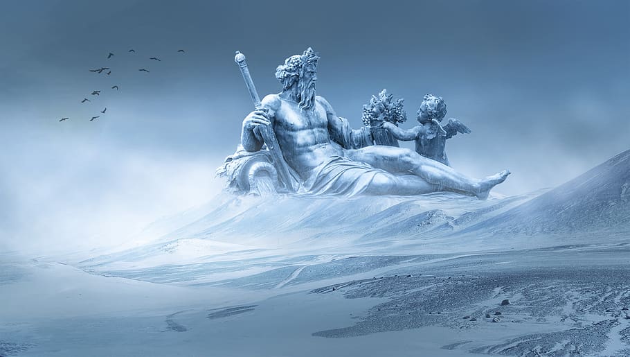 sníh, socha, hora, nebe, mrak - nebe, Příroda, voda, studená teplota, umění a řemesla, sochařství, zastoupení, nikdo, krása v přírodě, destinace, životní prostředí, den, tvořivost, scenics - příroda, venku, lidské zastoupení, anděl, 1080P