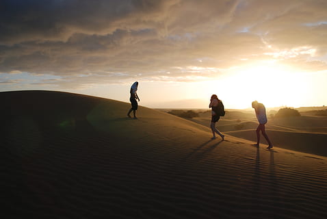 woestijn, zandstorm, duinen, hemel, zonsondergang, groep mensen, land-, echte mensen, zonlicht, vrijetijdsbesteding, volledige lengte, natuur, schoonheid in de natuur, levensstijlen, mannen, sport, mensen, water, strand, silhouet, saamhorigheid, wolk - lucht, scenics - natuur, Lens flare, buitenshuis, 4K, CC0, publiek domein, royaltyvrij
