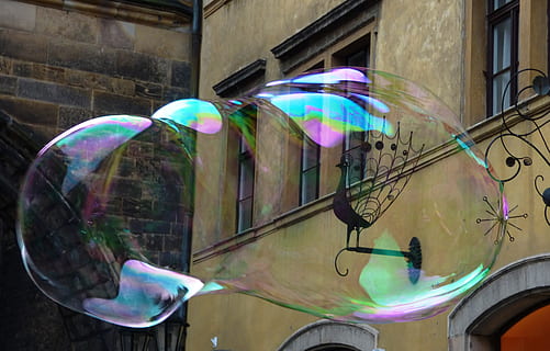 bulle, bulles, savon, laisser bouillonner, réflexion, rond, sphérique, la délicatesse, multi couleur, transparent, vulnérabilité, structure construite, architecture, extérieur du bâtiment, fragilité, savon sud, ville, baguette à bulles, journée, personne, en plein air, fermer, la nature, sphère, forme, 4K, CC0, domaine public, libre de droits