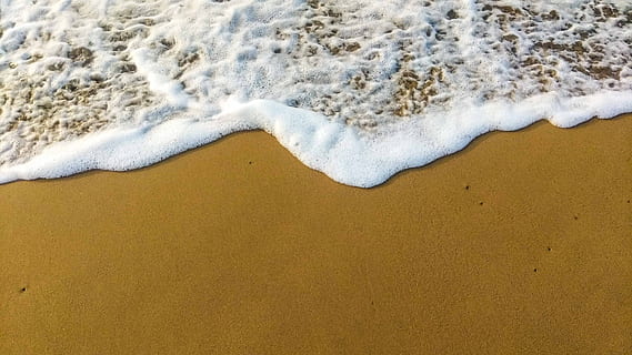 beach, waves, sand, aquatic sport, surfing, sport, water, sea, land, wave, motion, beauty in nature, nature, day, high angle view, reaching, outdoors, white color, 4K, CC0, public domain, royalty free