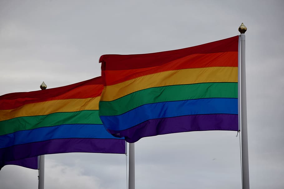 orgull, bandera, queer, multicolor, cel, dia, cap gent, naturalesa, pol, núvol - cel, ratlles, el patriotisme, vista d’angle baix, emoció, medi ambient, a l'aire lliure, vermell, vent, 5K