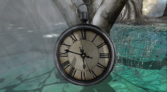 clock, time, pointer, clock face, time indicating, hours, minutes, water, no people, day, number, close-up, nature, instrument of time, transportation, roman numeral, roman, outdoors, technology, reflection, communication, accuracy, minute hand, 2K, CC0, public domain, royalty free