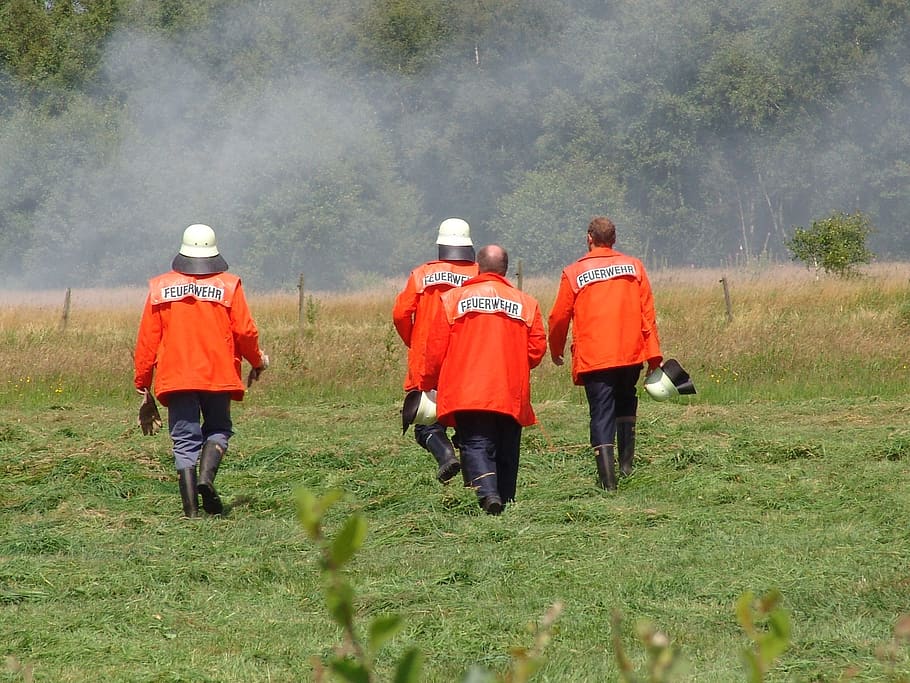 fuoco, attacco antincendio, lotta antincendio, Elimina, retrovisore, pianta, a piedi, lunghezza intera, natura, gruppo di persone, persone reali, terra, erba, persone, campo, giorno, uomini, stili di vita, capi di abbigliamento, colore verde, albero, ambiente, avventura, all'aperto, 1080P