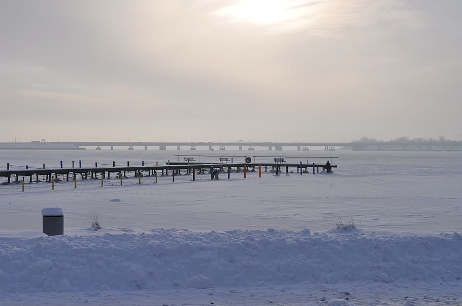 pont, stralsund, bodden, aigua, cel, escenics - natura, bellesa a la natura, escena tranquil·la, neu, temperatura de fred, mar, tranquil·litat, hivern, naturalesa, terra, moll, platja, escena no urbana, posta de sol, idíl·lic, dia, cap gent, a l'aire lliure, horitzó sobre l’aigua, 2K