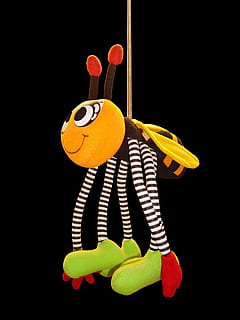 soft, toy, bumblebee, spring, mobile, object, black background, studio shot, indoors, creativity, no people, art and craft, close-up, cut out, emotion, representation, red, still life, love, copy space, human representation, heart shape, aggression, valentine's day - holiday, 720P, CC0, public domain, royalty free