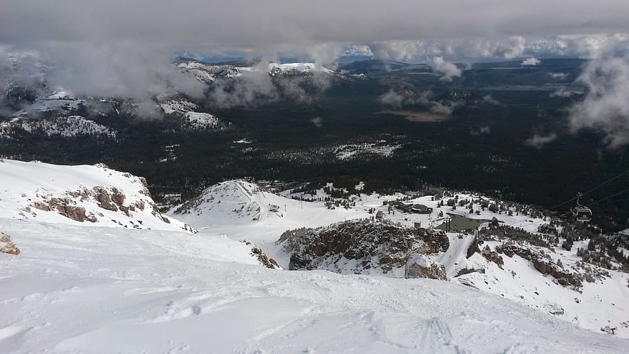 mamut, hora, summitu, sníh, studená teplota, zimní, životní prostředí, scenics - příroda, krajina, krása v přírodě, Příroda, mrak - nebe, nikdo, nebe, mlha, den, venku, zasněžené hory, klidné scény, klid, cestovat, horský vrchol, 2K