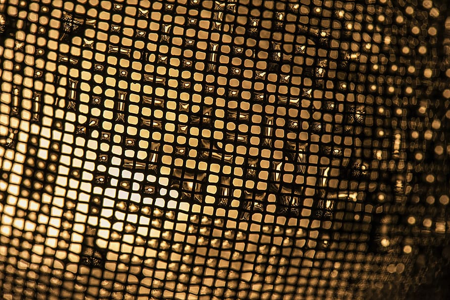 filtro, Rete, giallo, luce, grata, far cadere, modello, sfondi, nessuno, fotogramma intero, color oro, in casa, avvicinamento, illuminato, strutturato, tecnologia, metallo, attrezzatura per l'illuminazione, forma, oro, forma geometrica, brillante, abbondanza, palla da discoteca, notte, luminosità, 4K