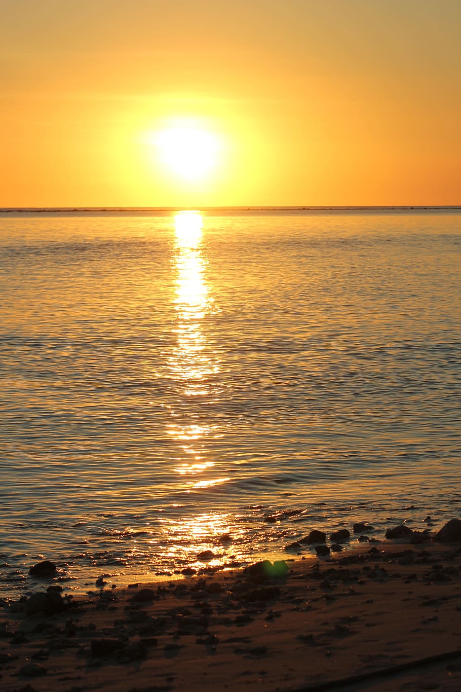 sun, sunset, reflection, sea, sky, water, beauty in nature, scenics - nature, tranquility, tranquil scene, horizon over water, horizon, land, beach, sunlight, orange color, idyllic, nature, no people, outdoors, 5K