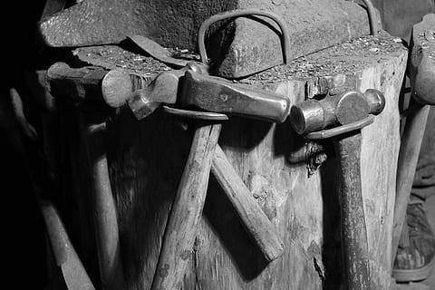 tools, blacksmith, workshop, wood - material, no people, close-up, metal, lock, safety, old, protection, security, day, door, focus on foreground, entrance, outdoors, rusty, padlock, sunlight, backgrounds, selective focus, latch, 5K, CC0, public domain, royalty free