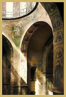 kiev, tempio, Sofia, castello, arco, architettura, struttura costruita, in casa, nessuno, costruzione, il passato, storia, religione, trasferimento stampa, vecchio, arte e artigianato, creatività, destinazioni di viaggio, credenza, giorno, luogo di culto, colonna architettonica, ornato, murale, 1080P, CC0, dominio pubblico, privo di copyright