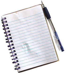 notebook, memory, scripture, page, pen, white background, studio shot, note pad, spiral notebook, no people, book, indoors, still life, publication, close-up, copy space, blank, paper, diary, writing instrument, spiral, open, high angle view, message, 1080P, CC0, public domain, royalty free
