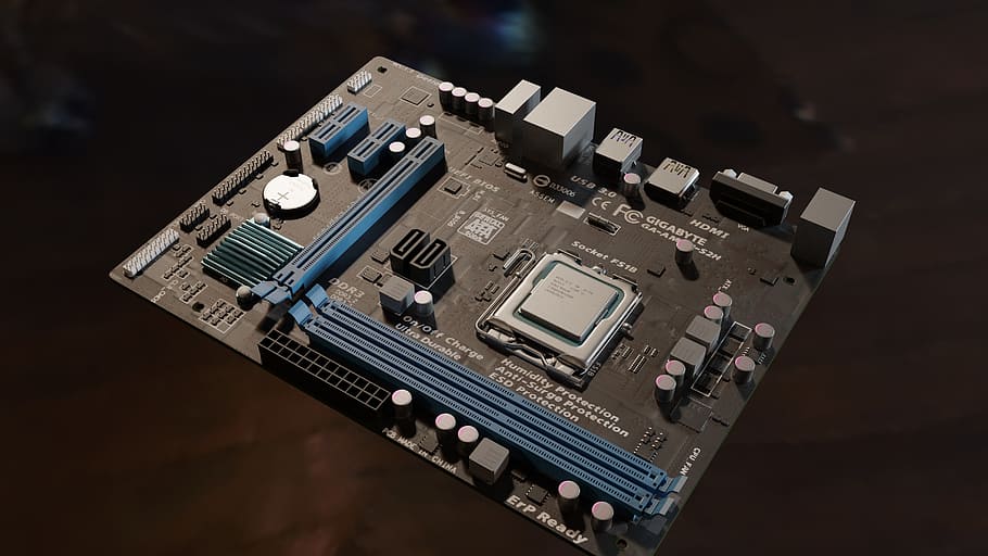 placa base, ordinador, processador, xipset, tecnologia, PC, usb, indústria electrònica, a l'interior, tir de l'estudi, cap gent, indústria, equipament, targeta de circuits, vista d’angle alt, equips informàtics, connexió, xip d’ordinador, natura morta, primer pla, comunicació, taula, control, maquinària, equipament elèctric, fons negre, 4K