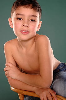 cute, guy, model, young, males, childhood, boys, child, one person, shirtless, men, indoors, looking at camera, front view, lifestyles, real people, portrait, sitting, studio shot, three quarter length, leisure activity, innocence, mouth open, 2K, CC0, public domain, royalty free